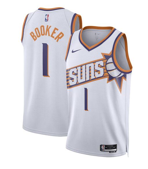 Men's Phoenix Suns #1 Devin Booker White Association Edition Stitched Basketball Jersey